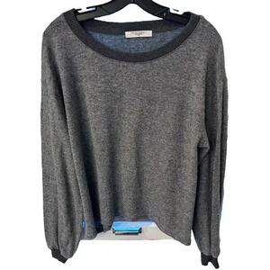 Project Social T Women's Grey Drop Shoulder Scoop Neck Long Sleeve Sweater Sz L